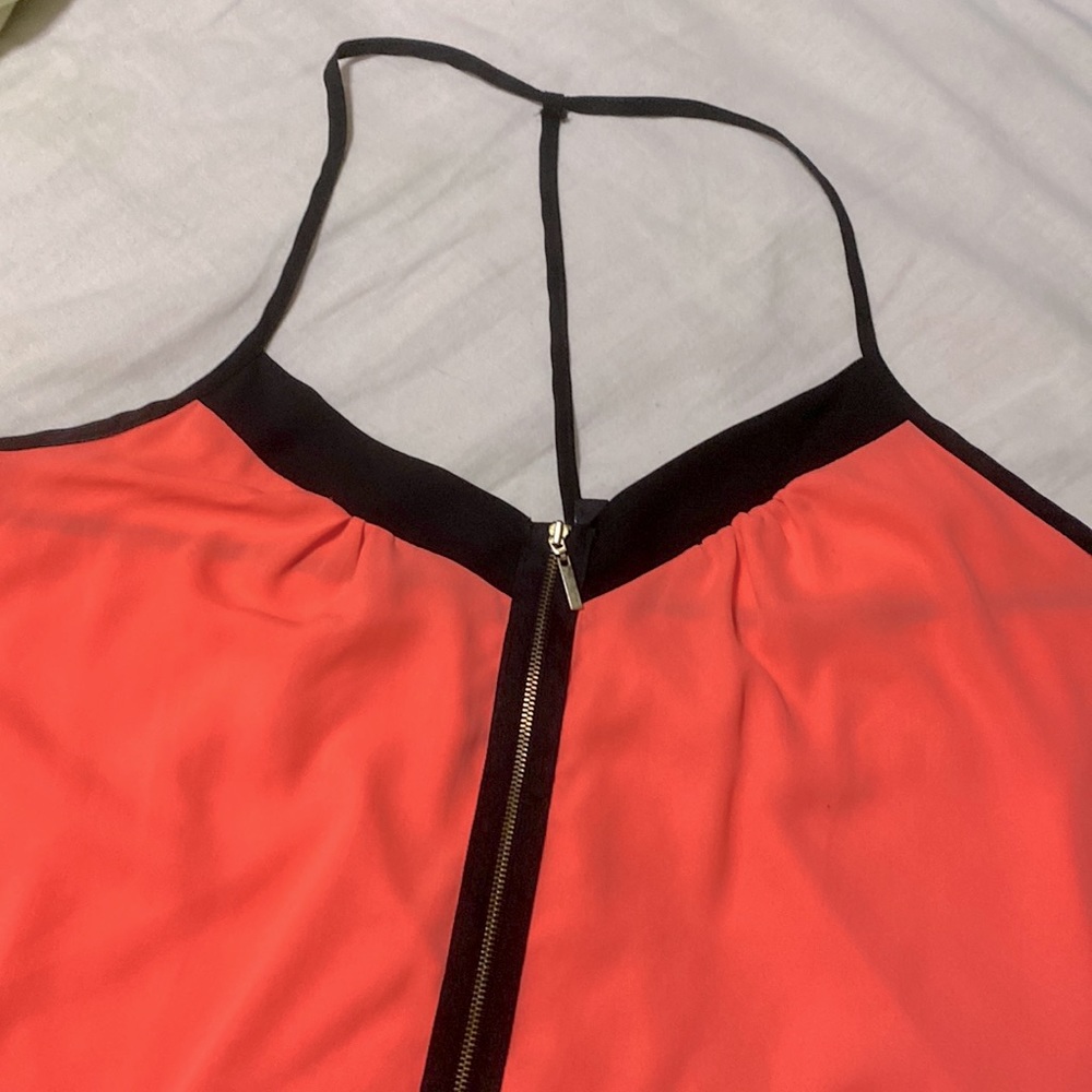 Womens coral and black blouse